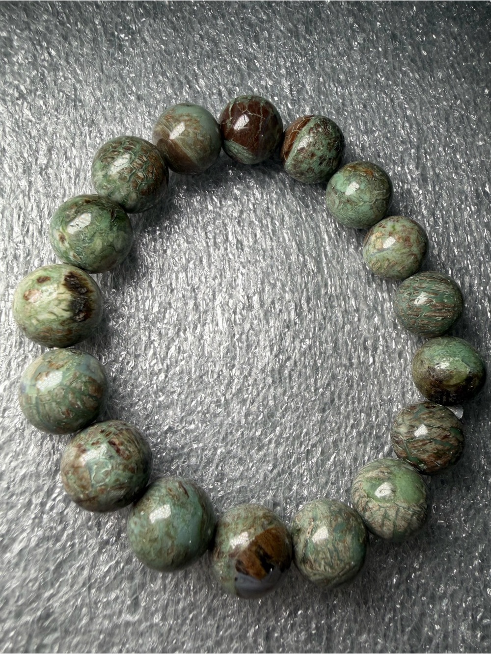 12MM Green Mexican Agate Natural Crystal Bracelet